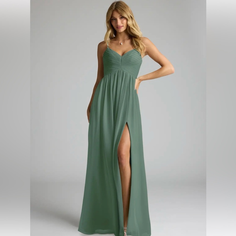 Azazie Sage Green Maxi Bridesmaid  Dress